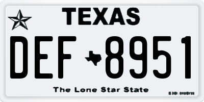 TX license plate DEF8951