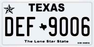 TX license plate DEF9006