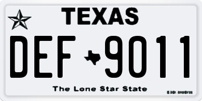 TX license plate DEF9011