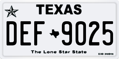 TX license plate DEF9025