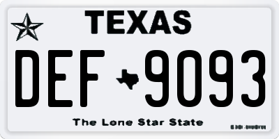 TX license plate DEF9093