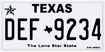 TX license plate DEF9234