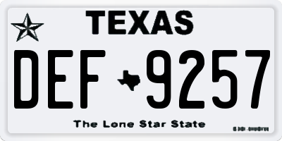 TX license plate DEF9257