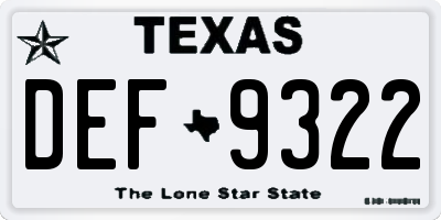 TX license plate DEF9322