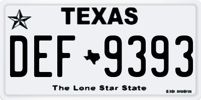 TX license plate DEF9393