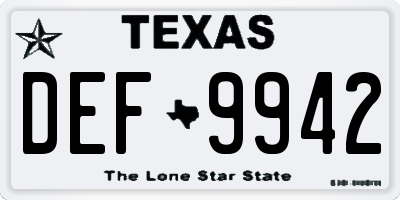 TX license plate DEF9942