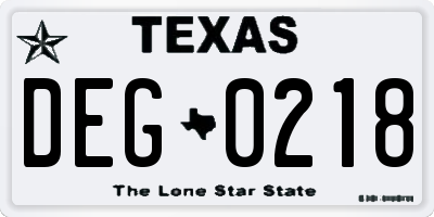 TX license plate DEG0218