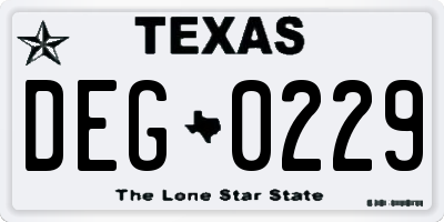 TX license plate DEG0229