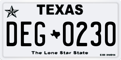 TX license plate DEG0230