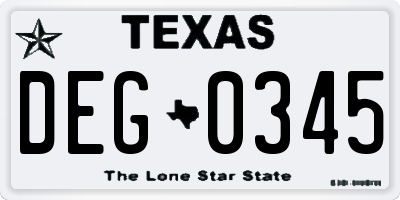 TX license plate DEG0345