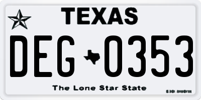 TX license plate DEG0353