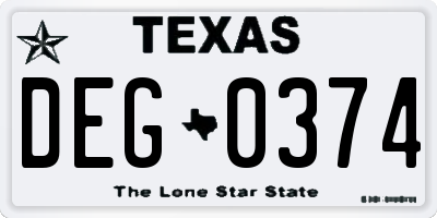 TX license plate DEG0374