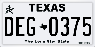 TX license plate DEG0375