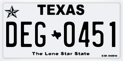 TX license plate DEG0451