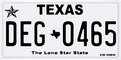 TX license plate DEG0465