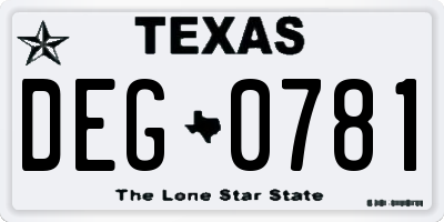 TX license plate DEG0781
