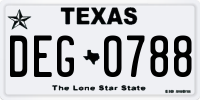TX license plate DEG0788