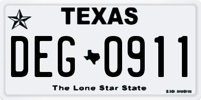TX license plate DEG0911