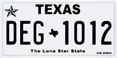 TX license plate DEG1012