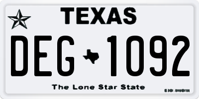 TX license plate DEG1092
