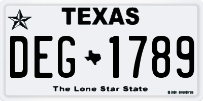 TX license plate DEG1789