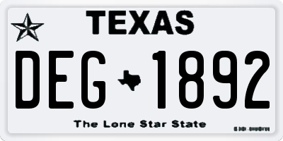 TX license plate DEG1892