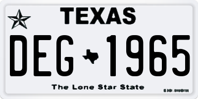 TX license plate DEG1965