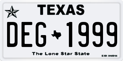 TX license plate DEG1999