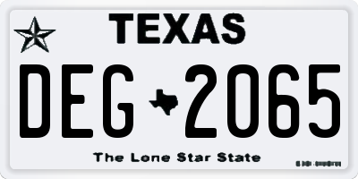 TX license plate DEG2065