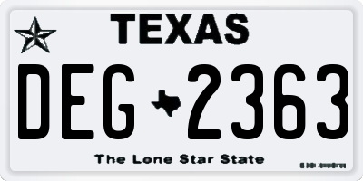 TX license plate DEG2363