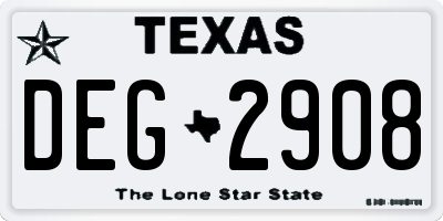 TX license plate DEG2908