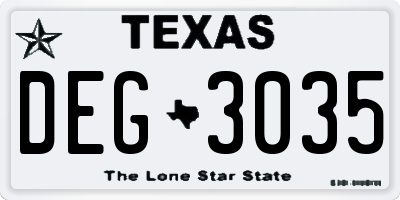 TX license plate DEG3035