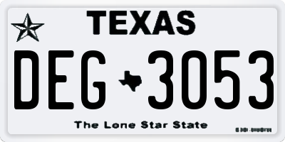 TX license plate DEG3053