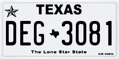TX license plate DEG3081