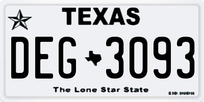 TX license plate DEG3093