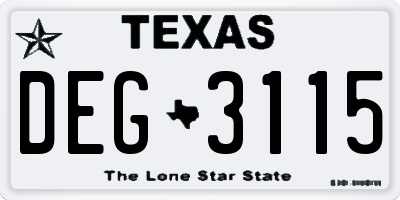 TX license plate DEG3115