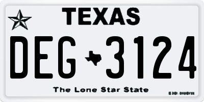 TX license plate DEG3124