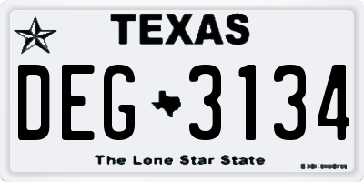 TX license plate DEG3134