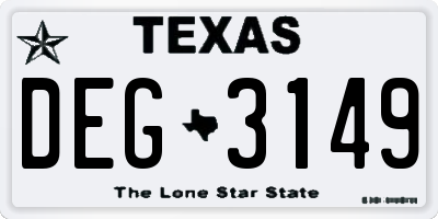 TX license plate DEG3149