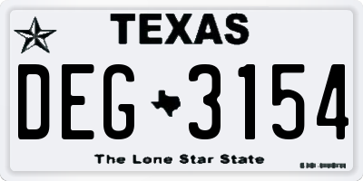 TX license plate DEG3154