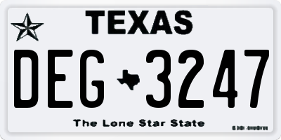TX license plate DEG3247