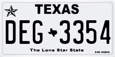 TX license plate DEG3354
