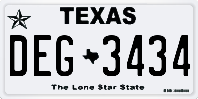 TX license plate DEG3434