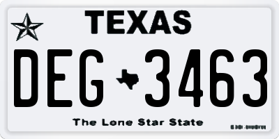 TX license plate DEG3463