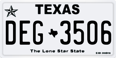 TX license plate DEG3506