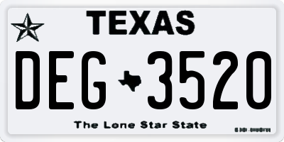 TX license plate DEG3520
