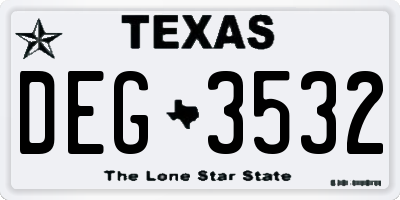 TX license plate DEG3532