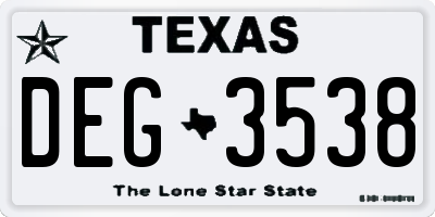 TX license plate DEG3538