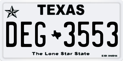 TX license plate DEG3553