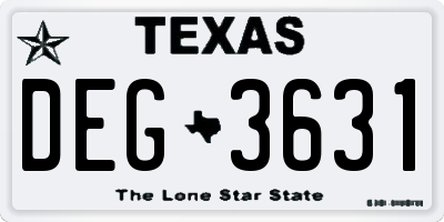 TX license plate DEG3631